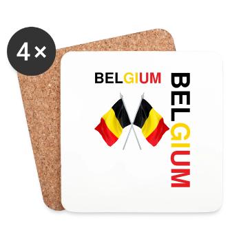 BELGIUM team supporter football - Dessous de verre (lot de 4) - blanc - Devant