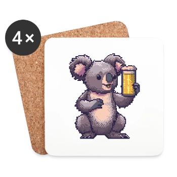 Koala Pixel Beer - Coasters (set of 4) - white - Front