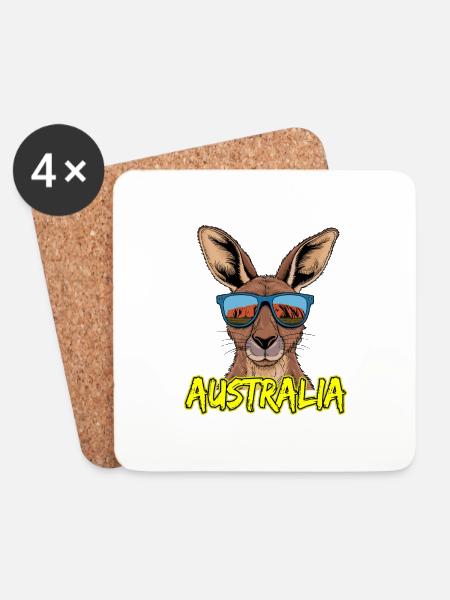 Cooles Känguru mit Sonnenbrille Australien Motiv - Untersetzer (4er-Set) - Weiß