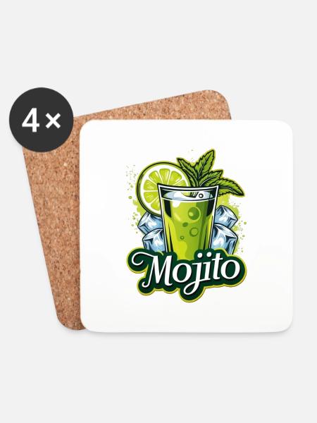 Mojito-Aperitif - Untersetzer (4er-Set) - Weiß