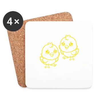 Ostern Küken Kinder Kind Retro Vintage - Untersetzer (4er-Set) - Weiß - Vorne