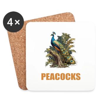 Pfaue Pfau - Untersetzer (4er-Set) - Weiß - Vorne