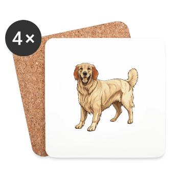 Chien Golden Retriever - Dessous de verre (lot de 4) - blanc - Devant