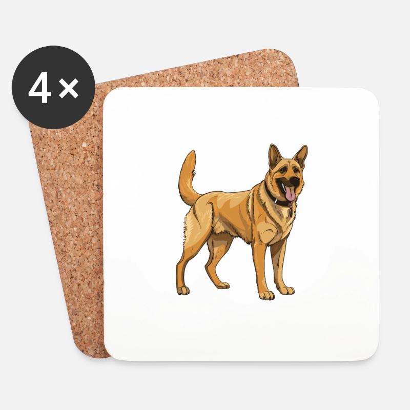 Schäferhund Hund - Untersetzer (4er-Set) - Weiß