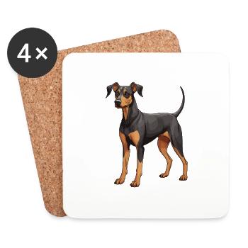 Chien Doberman - Dessous de verre (lot de 4) - blanc - Devant