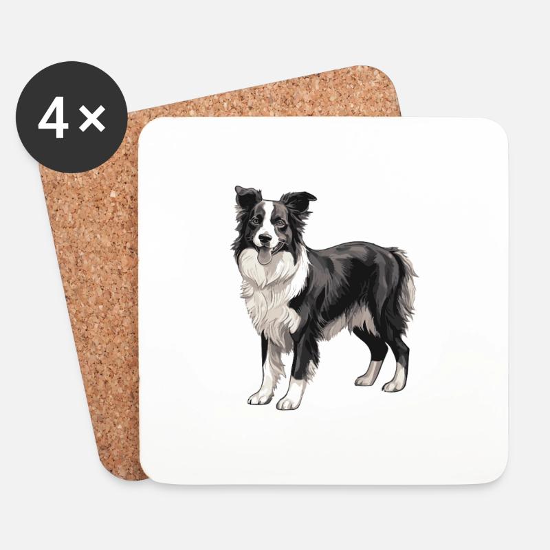 Border Collie Hund - Untersetzer (4er-Set) - Weiß