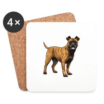 Chien Staffordshire Bull Terrier - Dessous de verre (lot de 4) - blanc - Devant