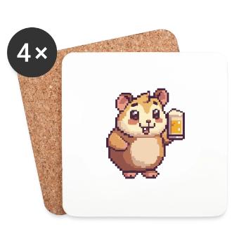 Hamster Pixel Bier - Untersetzer (4er-Set) - Weiß - Vorne