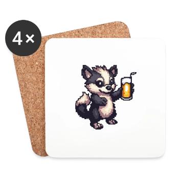 Skunk Pixel Bière - Dessous de verre (lot de 4) - blanc - Devant