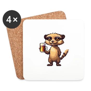 Erdmännchen Pixel Bier - Untersetzer (4er-Set) - Weiß - Vorne
