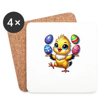 Ostern Huhn Küken Osterei Jonglieren - Untersetzer (4er-Set) - Weiß - Vorne