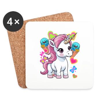 Cream Kids Child Summer Unicorn Baby - Coasters (set of 4) - white - Front