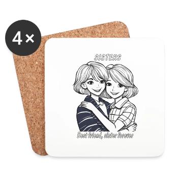 SISTERS Best friend, sister forever - Coasters (set of 4) - white - Front