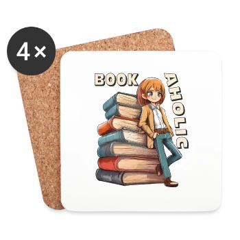 BÜCHER BOOKAHOLIC - Untersetzer (4er-Set) - Weiß - Vorne