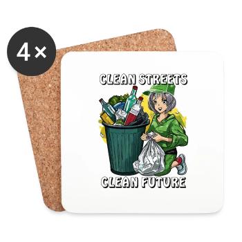 ABFALLEIMER CLEAN STREETS CLEAN FUTURE - Untersetzer (4er-Set) - Weiß - Vorne