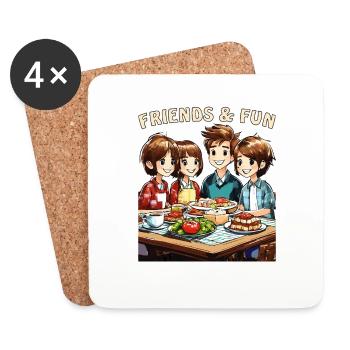 FREUNDE FRIENDS & FUN - Coasters (set of 4) - white - Front