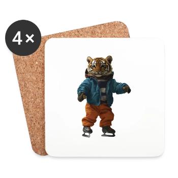 Tiger - Untersetzer (4er-Set) - Weiß - Vorne