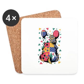 Colorful Geometric Animal Pattern Patchwork Look - Coasters (set of 4) - white - Front