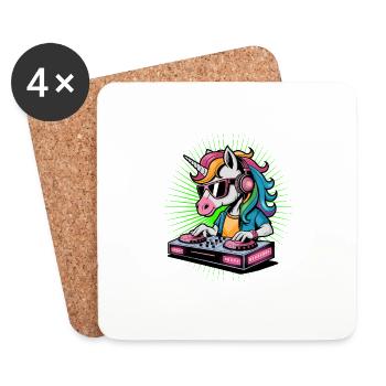 DJ Unicorn Music Rainbow Style Headphones - Coasters (set of 4) - white - Front
