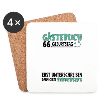 Gästebuch 66 Geburtstag Unterschreiben Kindersekt - Untersetzer (4er-Set) - Weiß - Vorne