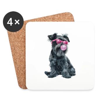 Schnauzer - Untersetzer (4er-Set) - Weiß - Vorne