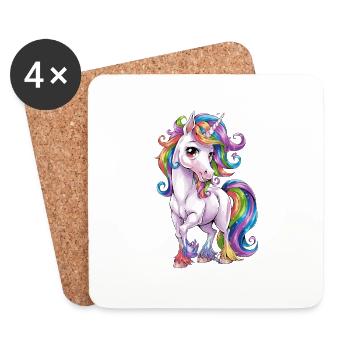 Magic unicorn with rainbow mane for - Coasters (set of 4) - white - Front