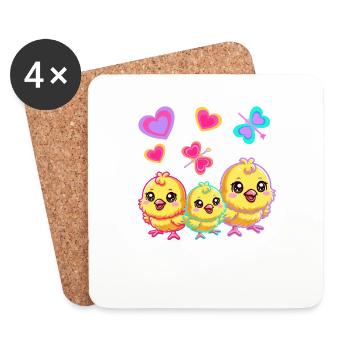 Retro Easter Chick Kids Child Baby 80s 90s - Coasters (set of 4) - white - Front