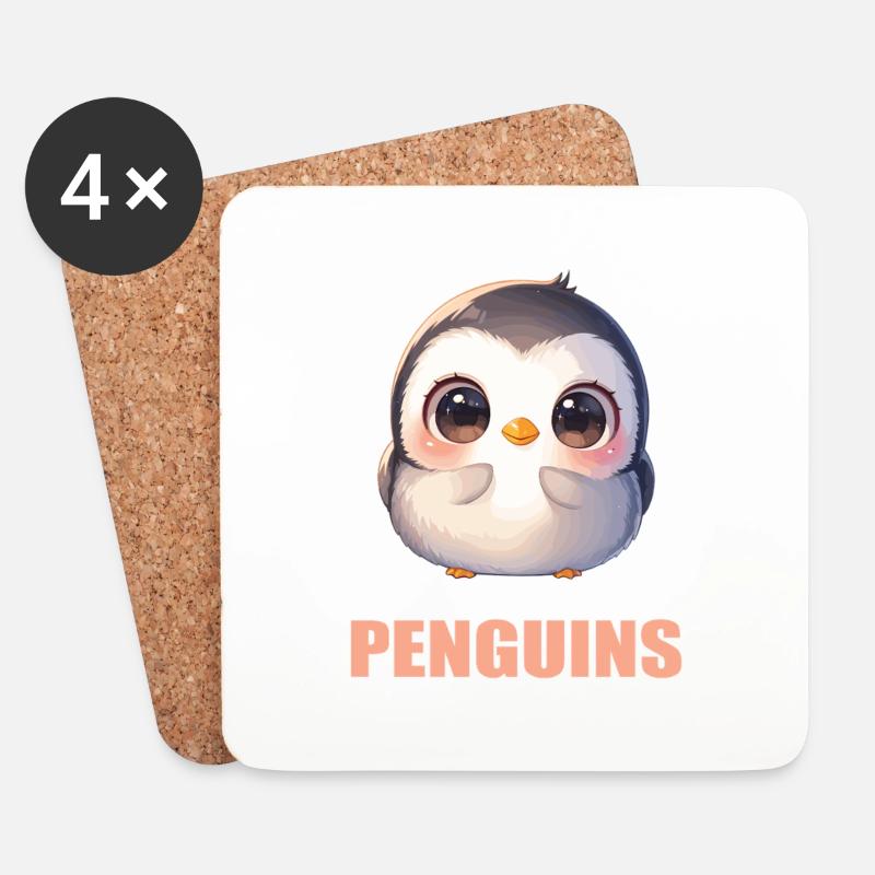 Pinguine Pinguin - Untersetzer (4er-Set) - Weiß