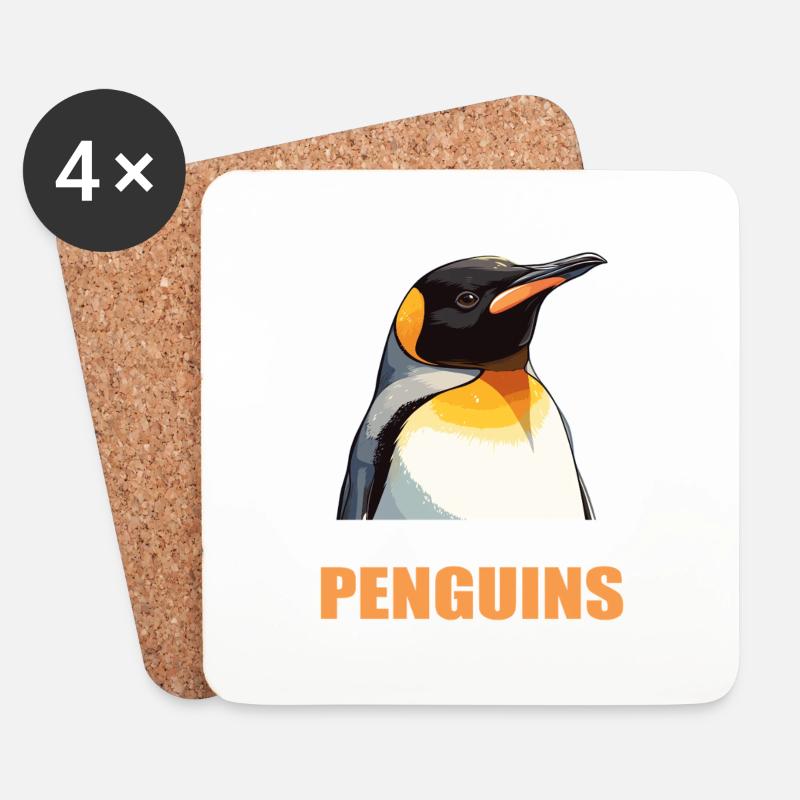 Pinguine Pinguin - Untersetzer (4er-Set) - Weiß