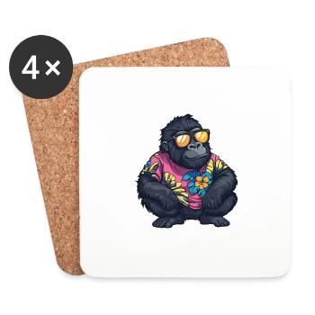 Gorilla Comic Funny Summer - Coasters (set of 4) - white - Front