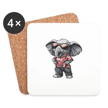 Elefant Comic Lustig Sommer - Untersetzer (4er-Set) - Weiß - Vorne