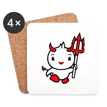 bird devil horns satan trident hell evil cool - Coasters (set of 4) - white - Front