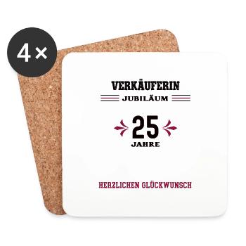 Verkäuferin 25 Jahre Jubiläum 25. Firmenjubiläum - Untersetzer (4er-Set) - Weiß - Vorne