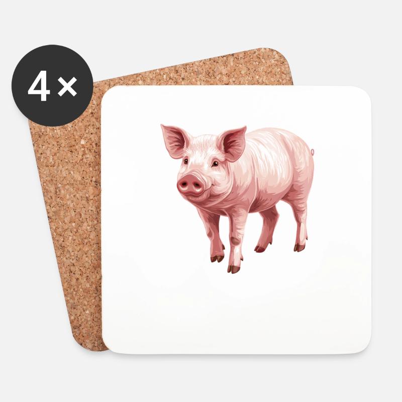 Schweine Schwein - Untersetzer (4er-Set) - Weiß