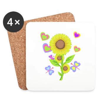 Sunflower Kids Child Sunflower Flower - Coasters (set of 4) - white - Front