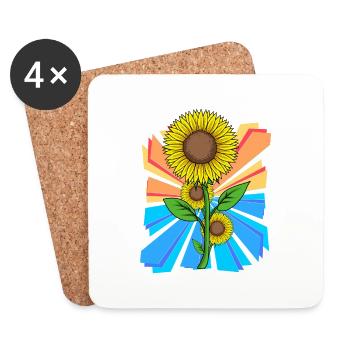 Sonneunblume Blumen Blume Garten Retro - Untersetzer (4er-Set) - Weiß - Vorne