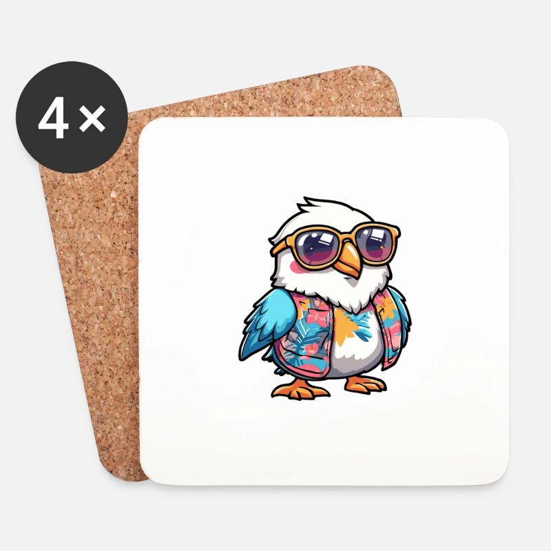 Taube Vogel Lustig Sommer - Untersetzer (4er-Set) - Weiß