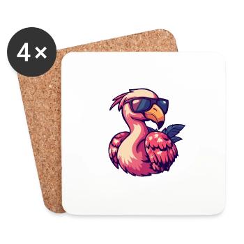 Flamingo Comic Funny Summer - Coasters (set of 4) - white - Front