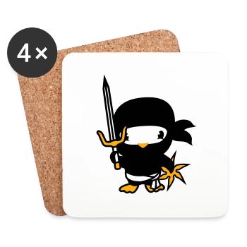 Bird Ninja Fighter Assassin Sword Ninja Star - Coasters (set of 4) - white - Front