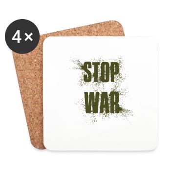 STOP WAR – NO WAR - PEACE - Coasters (set of 4) - white - Front