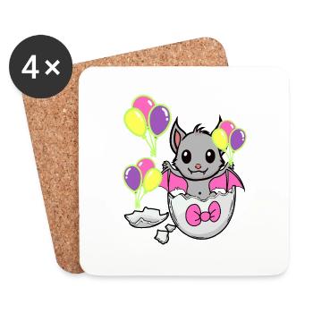 Bat Baby Birth Birthday Kids Child Egg - Coasters (set of 4) - white - Front