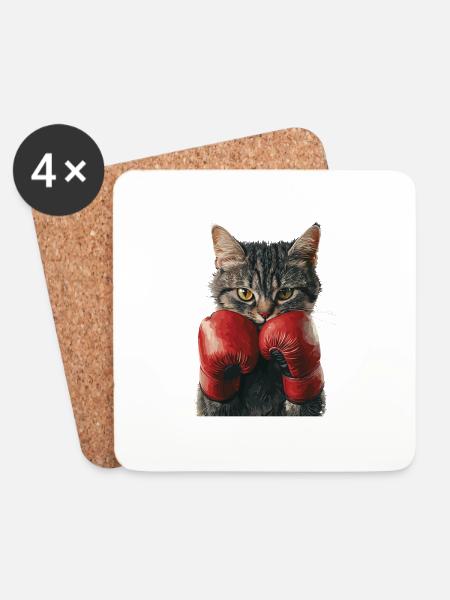 Katze - Untersetzer (4er-Set) - Weiß