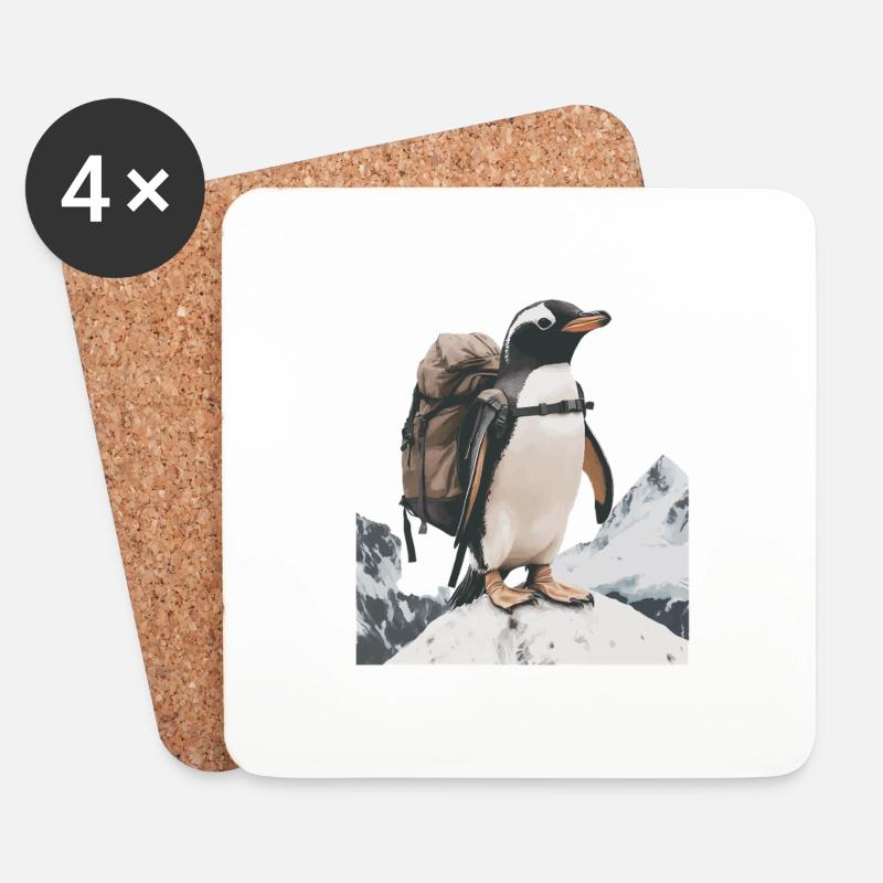 Pinguin - Untersetzer (4er-Set) - Weiß