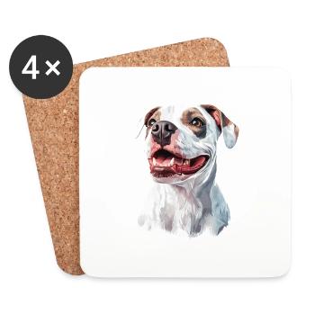 Hund - Untersetzer (4er-Set) - Weiß - Vorne