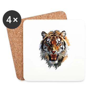 Tiger - Untersetzer (4er-Set) - Weiß - Vorne