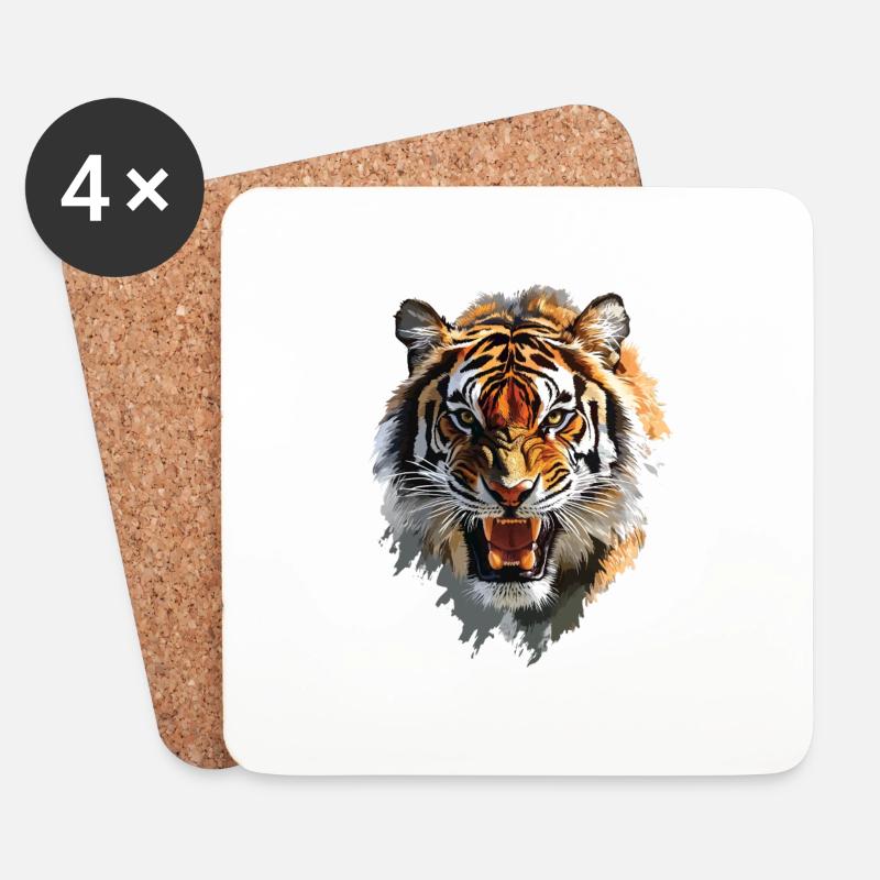 Tiger - Untersetzer (4er-Set) - Weiß