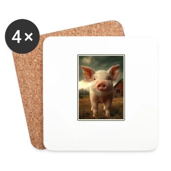 Schweine Schwein - Untersetzer (4er-Set) - Weiß - Vorne