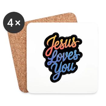 Jesus loves you - Gott liebt Dich! - Untersetzer (4er-Set) - Weiß - Vorne