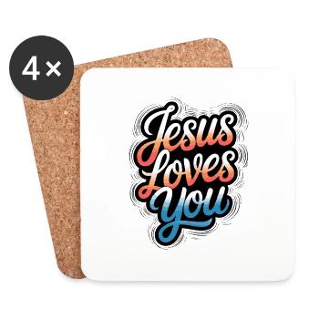 Jesus loves you - Gott liebt Dich! - Untersetzer (4er-Set) - Weiß - Vorne