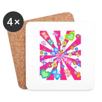 Spring Summer Kids Child Retro Vintage 80s - Coasters (set of 4) - white - Front